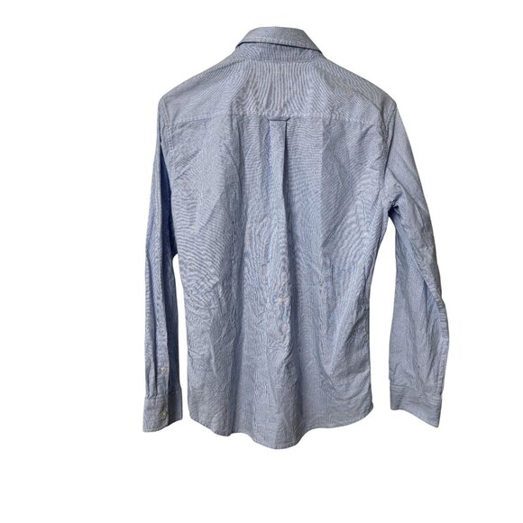 Chaps Coastland Wash Oxford Womens Blue Striped Button-Down Shirt Size S 100% Co - Picture 2 of 11